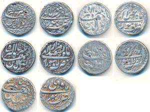 Jahangir, Silver Rupee (5), Lahore Mint, Months Farwardin RY 10; Ardibihisht RY 7; Bahman 