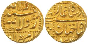 Shah Jahan, Gold Mohur, 10.96g, Burhanpur Mint, AH 1056, legend on both sides with dotted 