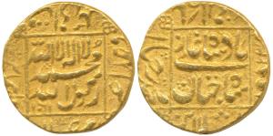 Shah Jahan, Gold Mohur, 10.86g, Daulatabad Mint, AH 1061/23, legend within square area, mi
