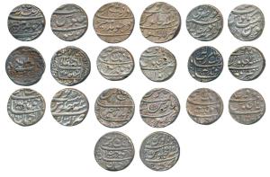 Aurangzeb, Silver Rupee (10), Akbarabad Mint, AH (10)82/14; Burhanpur Mint; Golkonda Mint,