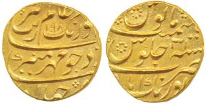 Aurangzeb, Gold Mohur, 10.97g, Aurangabad Mint, AH 1098/31, complete mint name at bottom (