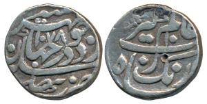 Aurangzeb, Silver Rupee, 11.24g, Bhakkar Mint, AH 1078/10, Mihir e Munir poetic couplet di