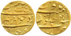 Aurangzeb, Gold Mohur, 11g, Burhanpur Mint, AH 1113/45 (KM 315.16). Extremely Fine.