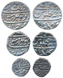 Aurangzeb, Silver Rupee, ½ and ¼, 11.39g, 5.46g and 2.74g, Golkonda Mint (KM 300.28, 294.2