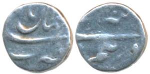 Aurangzeb, Silver Square Legal Dirham, 2.98g, Shahjahanabad Mint. Fine but lightly polishe