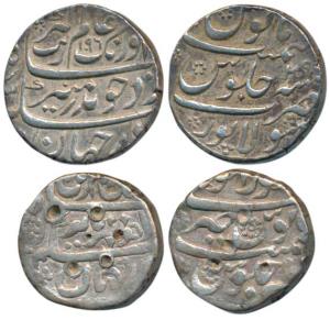 Aurangzeb, Silver Rupee (2), Solapur Mint, both different varieties, AH 1096/29, complete 
