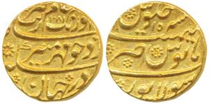 Aurangzeb, Gold Mohur, 11g, Solapur Mint, AH 1081/15, (KM 315.43). Extremely Fine.