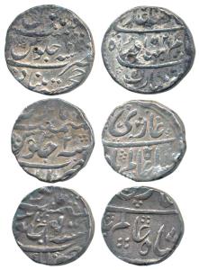 Shah Alam Bahadur, Silver Rupee (3), Khujista Bunyad Mint, AH 1121/2; Itawa Mint, RY2; Lak