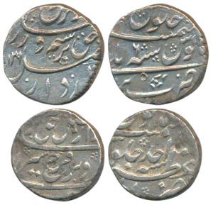 Farrukhsiyar, Silver Rupee (2), Azimabad Mint, RY Ahd; Bareli Mint, AH 1129/6, (KM 377.14,