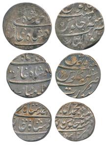 Muhammad Shah, Silver Rupee (3), 11.35g, 11.53g, 10.88g, Muhammadabad Banaras Mint, RY 23;