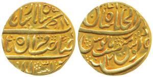Muhammad Shah, Gold Mohur, 10.88g, Dar-ul-Khilafat Shahjahanabad Mint, AH11XX/2, Sahib-i-Q