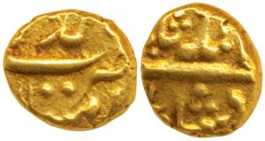 Alamgir II (AH 1167-1173, 1754-1759 AD), Gold Pagoda, 3.3g, Imtiyazgarh Mint, (KM 468.1). 