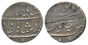 Shah Jahan III (AH 1173-1174, 1759-1760 AD), Silver Rupee, 11.57g, Surat Mint, AH 1180/Ahd