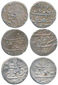 Silver Rupee (3), Shah Jahan, Akbarabad Mint, AH 1039/3, Kalima within circle on obv.; Aur