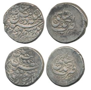 Mahmud Shah (1808-1817 AD), Silver Rupee (2), Ahmadshahi Mint, AH 1232 and 1233 (KM 158.2)