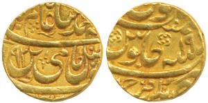 Nawab Ahmed Khan Bangash (AH 1164-1185, 1750-1771 AD), Gold Mohur, 10.9g, Ahmadnagar Farru