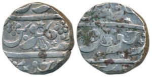 Chikodi Mint, Silver Rupee, 11.26g, in the name of Aurangzeb, lingam symbol as mint mark o
