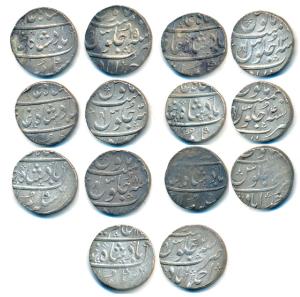 Ahmedabad Mint, Silver Rupee (7), in the name of Shah Alam II, RY 3, 4, 8, 13, 14 & 15, an