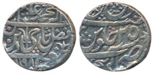 Kalpi Hijari Mint, Silver Rupee, 10.91g, in the name of Shah Alam II, AH 1198/25, (M&W T3)