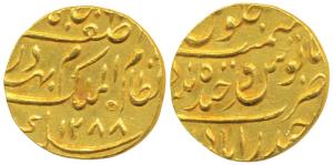Mir Mahbub Ali Khan (AH 1285-1329, 1869-1911 AD), Gold Ashrafi, 11.16g, Farkhanda Bunyad H
