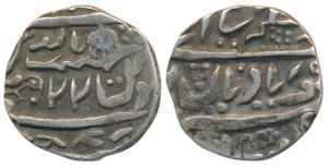 Ranjit Singh, Silver ½ Rupee, 5.26g, frozen RY 22, bird and umbrella on rev. (KM 33). Broa