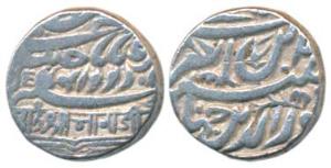 Bharmalji I (VS 1642-1688, 1586-1632 AD), Silver Kori, 4.64g, with the name of the Emperor