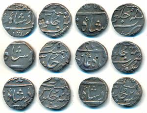 Surat Mint, Silver ½ Rupee (6), in the name of Shah Alam II, RY 8, 21, 22, 23, 24 and 27. 