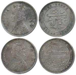 Alwar and Bikaner, Silver Rupee (2), with the name and portrait of Victoria, 1891 and 1892