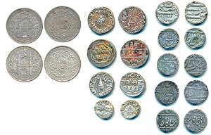 Silver Rupee (10) and ½ Rupee (1), Awadh, Muhammadabad Banaras Mint, RY 6, comb symbol on 