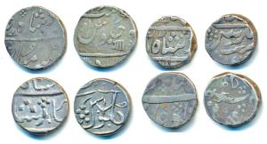 Silver Rupee (4), Baroda, Anand Rao and Ganpat Rao; Mewar, Chitor Mint; Jafarabad urf Chan