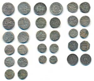 Nawanagar, Silver Kori (4) and ½ Kori (3), Sri Vibhaji; Kutch (6), Silver Kori (4) and ½ K