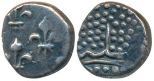 Silver Fanon, 1.48g, obv. pearled crown, rev. 5 fleur-de-lis, issue of 1760 (KM 44). Very 