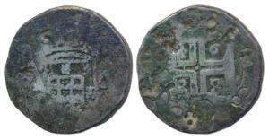 Goa, Peter II, Silver Xerafim, 9.56g, 1688 AD, obv. crown arms divide GA within a circle, 