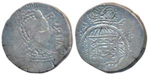 Goa, Joao, Silver Rupia, 10.77g, diademed head to right on obv., crowned arms on rev., tra