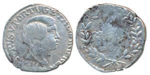 Goa, Pedro V, Silver Rupia, 10.83g, 186X AD, value within sprays on rev. (KM 279). About V