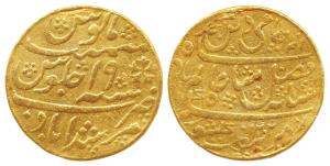 Murshidabad Mint, Gold Mohur, 12.3g, in the name of Shah Alam II, AH 1202/19, oblique mill