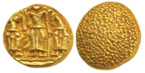 3 Swami Gold Pagoda, 3.43g, Tirupati Balaji in the centre, flanked by his wives Shri Devi 
