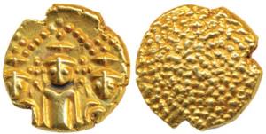 3 Swami Gold Pagoda, 3.43g, Tirupati Balaji in the centre, flanked by his wives Shri Devi 