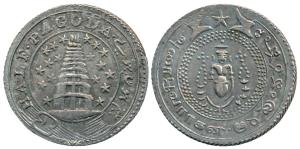 Silver ½ Pagoda, 20.88g, 2nd issue, 1808, value in English and Persian on ribbon around Go
