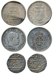 Indo —French, Arkat Mint, Silver Rupee, in the name of Shah Alam II, RY 44, crescent on re