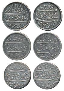 Silver Rupee (3), Bombay Presidency, Surat Mint, AH 1215/46; Bengal Presidency, Murshidaba