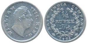 William IV, Silver ¼ Rupee, 1835, Bombay Mint, No initials, Wreath with 20 Berries (10L+10
