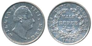 William IV, Silver ½ Rupee, 1835, Bombay Mint, No initials, 20 Berries, (Prid 72). Fine+, 