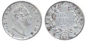 William IV, Silver Rupee, 1835, Calcutta Mint, Dug out F incuse, A / III, Bud leaves, 19 B