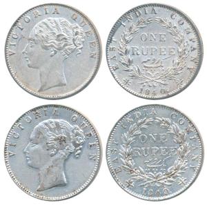 Victoria Queen, Silver Rupee, 1840, continuous legend, Calcutta Mint, English Head, Rev. I