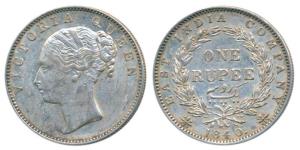 Victoria Queen, Silver Rupee, 1840, Continuous legend, Madras Mint, English Head with Comp