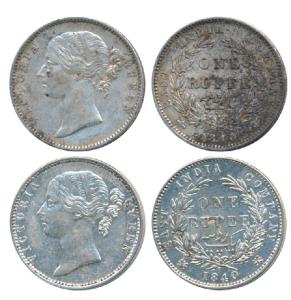 Victoria Queen, Silver Rupee, 1840 (2), divided legend, Madras Mint, W.W.S raised, & W.W.B