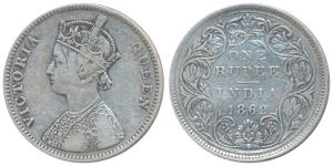 Victoria Queen, Silver Rupee, 1862, Bombay Mint, A / II / 2 / 0, (Prid 70). Very Fine, Ver
