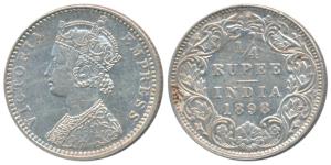 Victoria Empress, Silver ¼ Rupee, 1898, Bombay Mint, C / I / B incuse. Nice mint luster, E