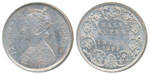 Victoria Empress, Silver ½ Rupee, 1899, Bombay Mint, A / I / B incuse, Inverted ’B’, (Prid